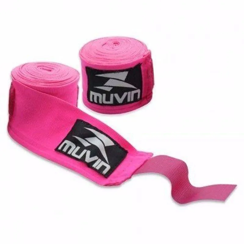 Bandagens Atadura Elastica Rosa Muay Thai Boxe Muvin Esporte