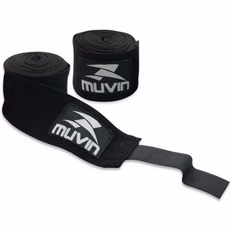 Bandagens Atadura Elastica Preto Muay Thai Boxe Muvin Esporte