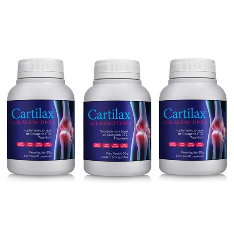 KIT 3 Cartilax Colageno Tipo 2 Ct2 Uc2 Regeneração 60 Capsulas