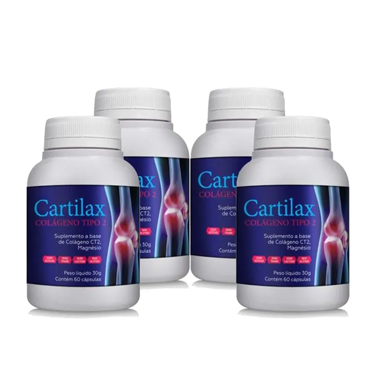 KIT 4 Cartilax Colageno Tipo 2 Ct2 Uc2 Regeneração 60 Capsulas