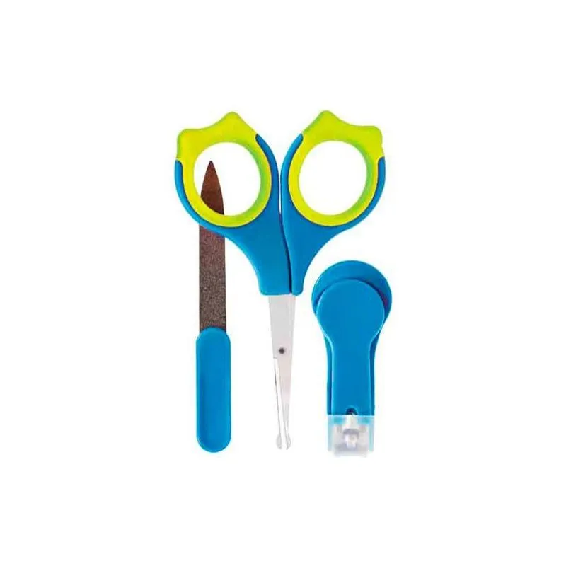 Kit Cortador De Unhas Infantil Bebê Tesoura Lixa Azul Menino