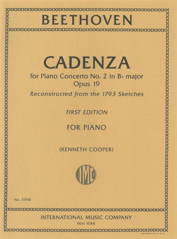 「ピアノ協奏曲 第2番 変ロ長調 作品19」のカデンツァ（ピアノソロ）／Cadenza for Piano Concerto No. 2 in Bb Major Opus 19 (Piano) 楽譜