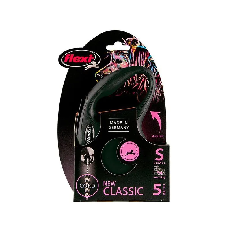 Guia Retratil Flexi New Classic Corda P Preto Cães Até12kg