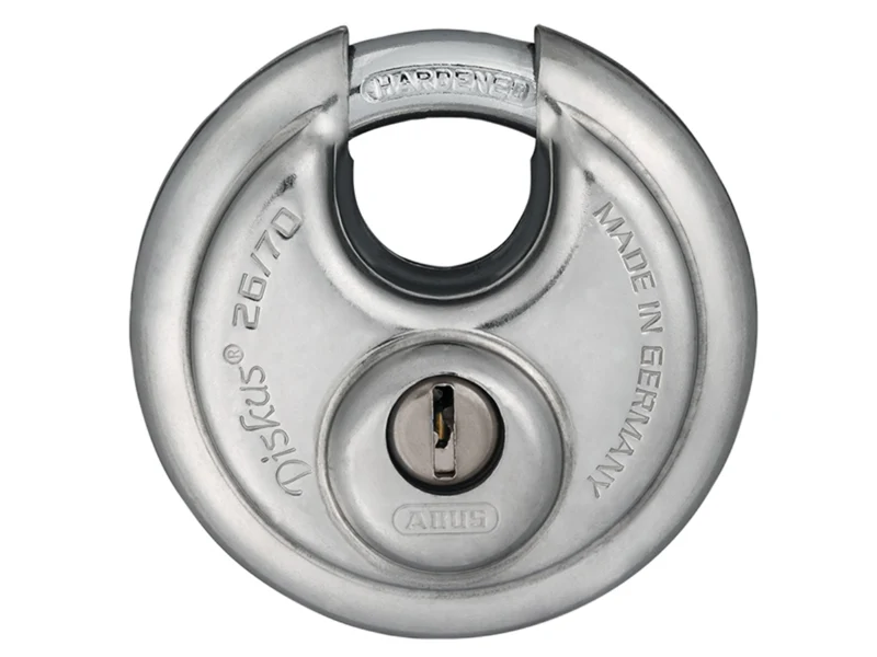 ABUS Mechanical Padlock, Diskus 26 Series Pin Tumbler Cyl, 70mm, Stainless Steel - ABUKA32592