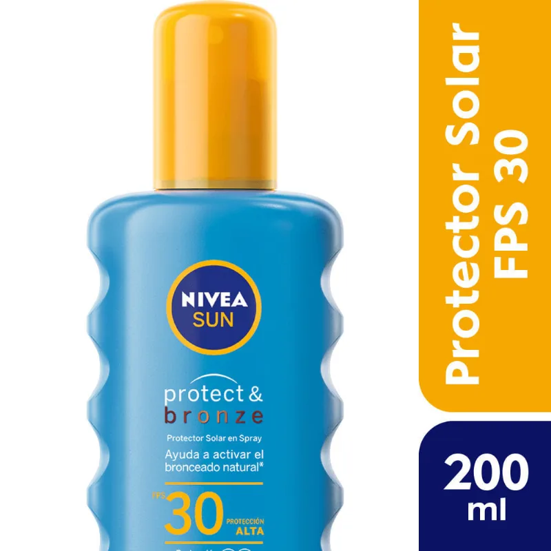 Protector solar FPS 30 Nivea sun spray alta protect & bronze 200 cc.