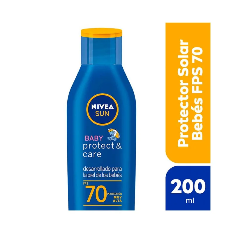 Protector solar Nivea sun protect & care baby fps 70 y protección uva 200 ml.