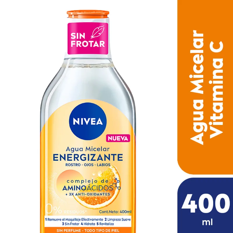 Agua Micelar Energizante Complejo De Aminoácidos Todo Tipo De Piel 400 Ml