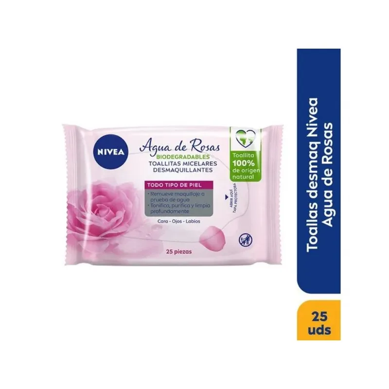 Toallitas Desmaquillantes Nivea Agua de Rosas 25 Unds