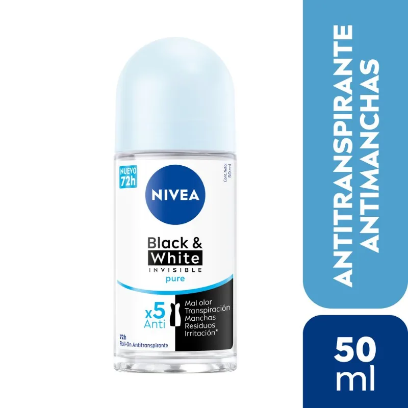 Desodorante Roll On Nivea Black & White Invisible Protection 50 ml