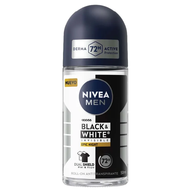 Desodorante para Hombre en Roll On NIVEA Black & White Epic Night Frasco 50ml