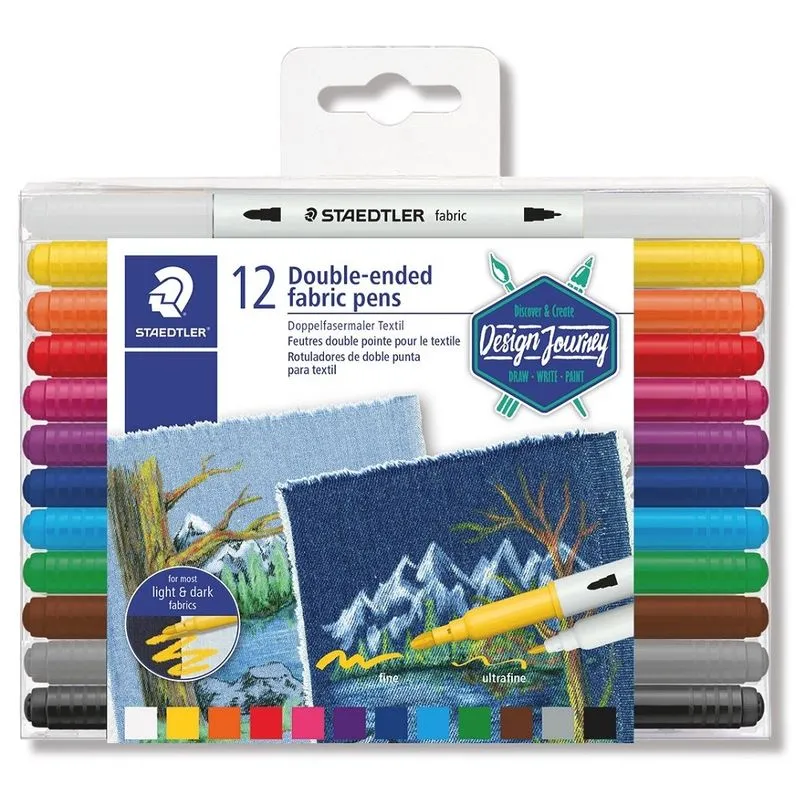 CANETINHA STAEDTLER PARA TECIDO PONTA DUPLA 12 CORES