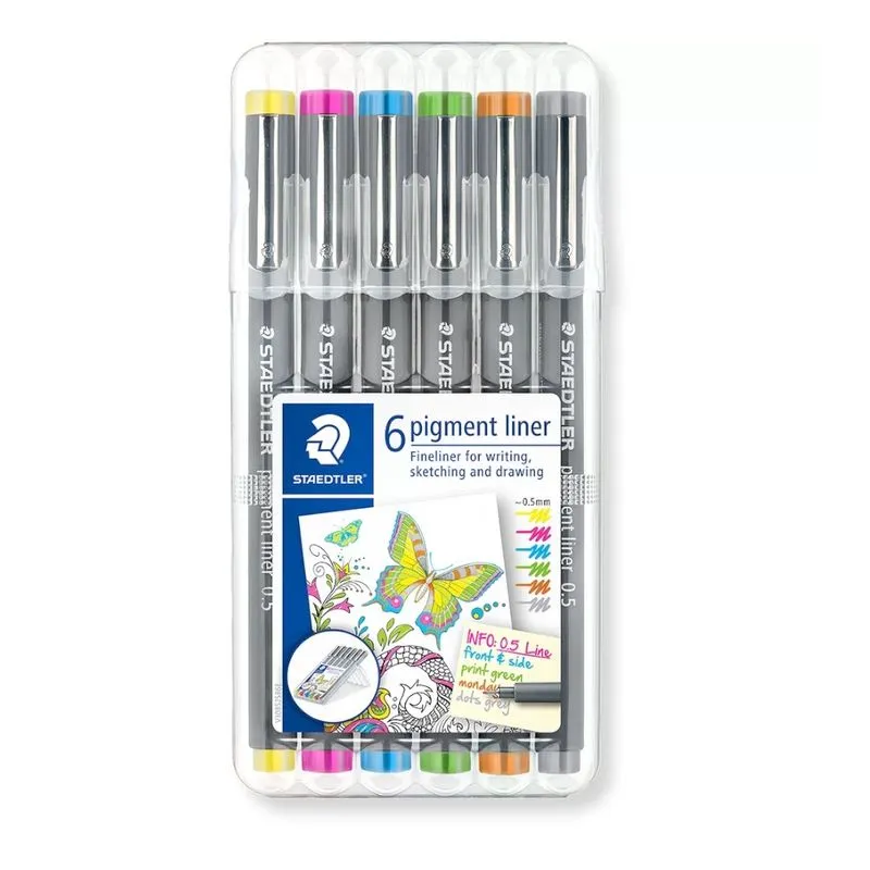 Caneta Técnica Staedtler Pigment Liner 0.3mm 6 Cores