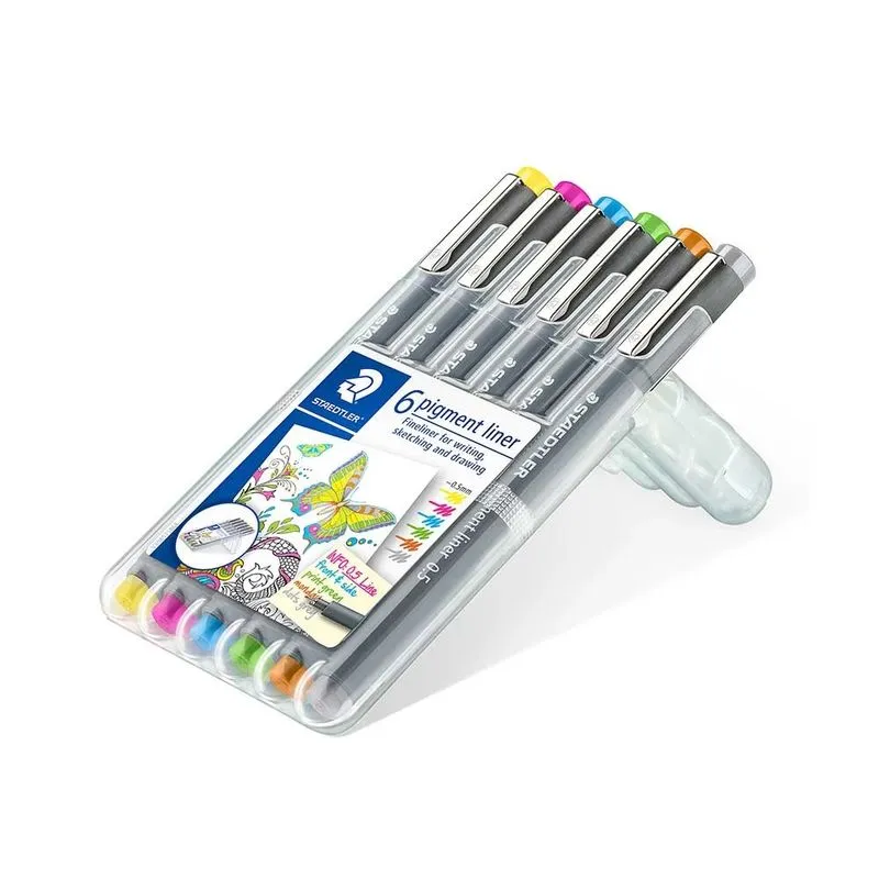 Caneta Hidrográfica Staedtler Fineliner Pigment 0.5mm Colors com 06 Unidades