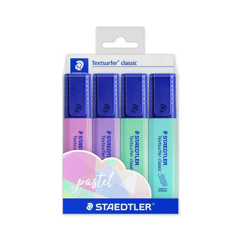 Marcador de Texto Staedtler Textsurfer Tons Pastel com 04 Unidades