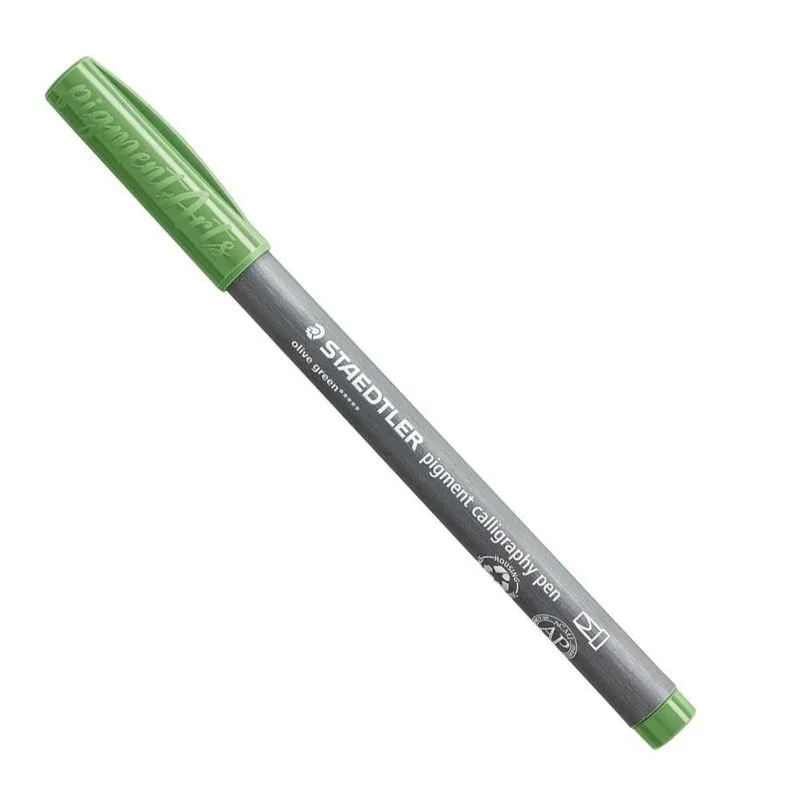 Marcador Pigment Calligraphy Pen Olive Green Staedtler