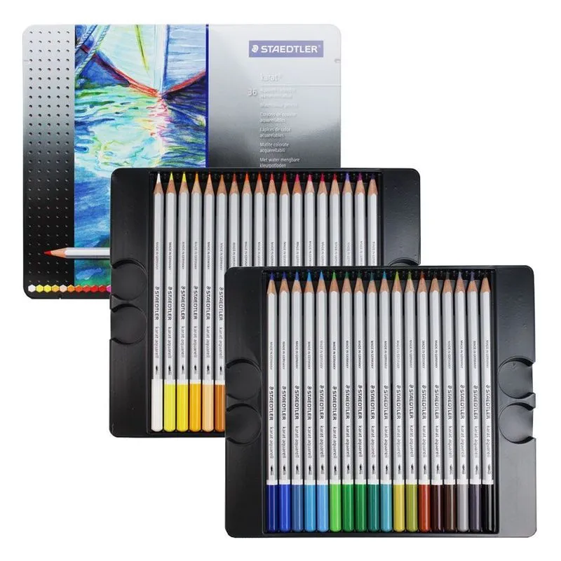 Lápis De Cor Karat Aquarelável 36 Cores Estojo Metal
