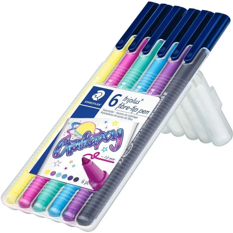 Caneta com Ponta Porosa Triplus Fine Galaxy 6 Cores