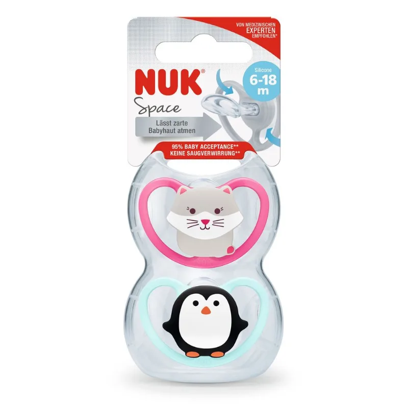 Set NUK Chupete Space T2 Gato y Pingüino x 2 un