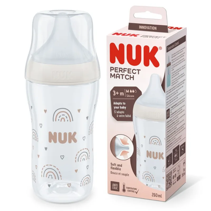 Mamadera Perfect Match Nuk Control de Temperatura Arco Iris x 260 ml