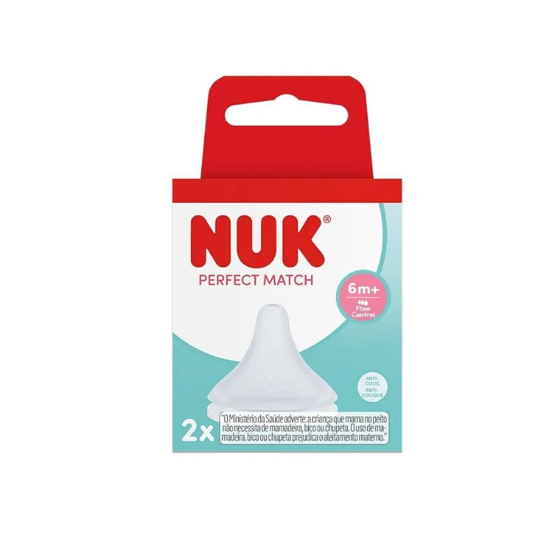 Bico Nuk Perfect Match 6+ Meses Flow Control Anti Colic com 2 Unidades