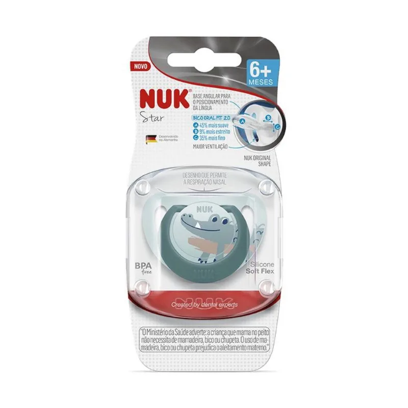 Chupeta Nuk Fashion Azul 6+ Meses 1 Unidade CHUP NUK TAM2 7344/10176389-2B STAR BOY