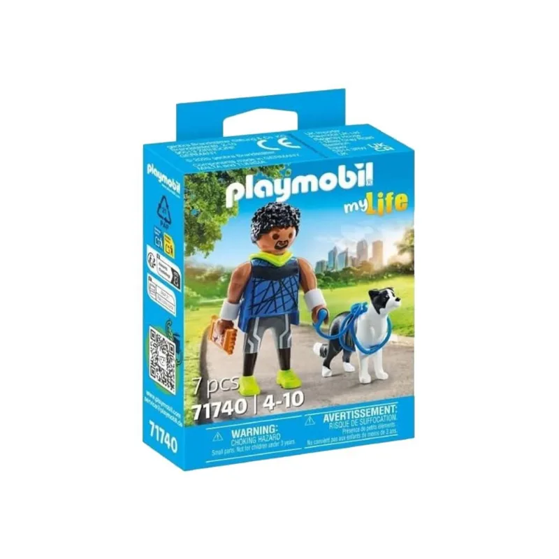 Playmobil corredor con border collie