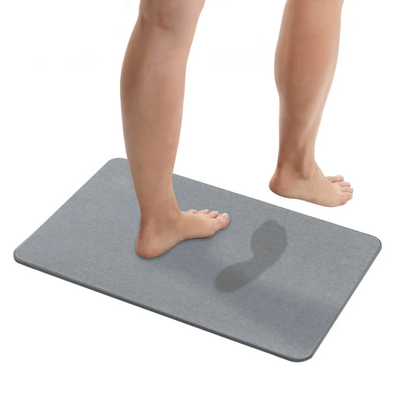WENKO Diatomit Badematte, 80 x 50 cm, schnelltrocknend Simi Grau
