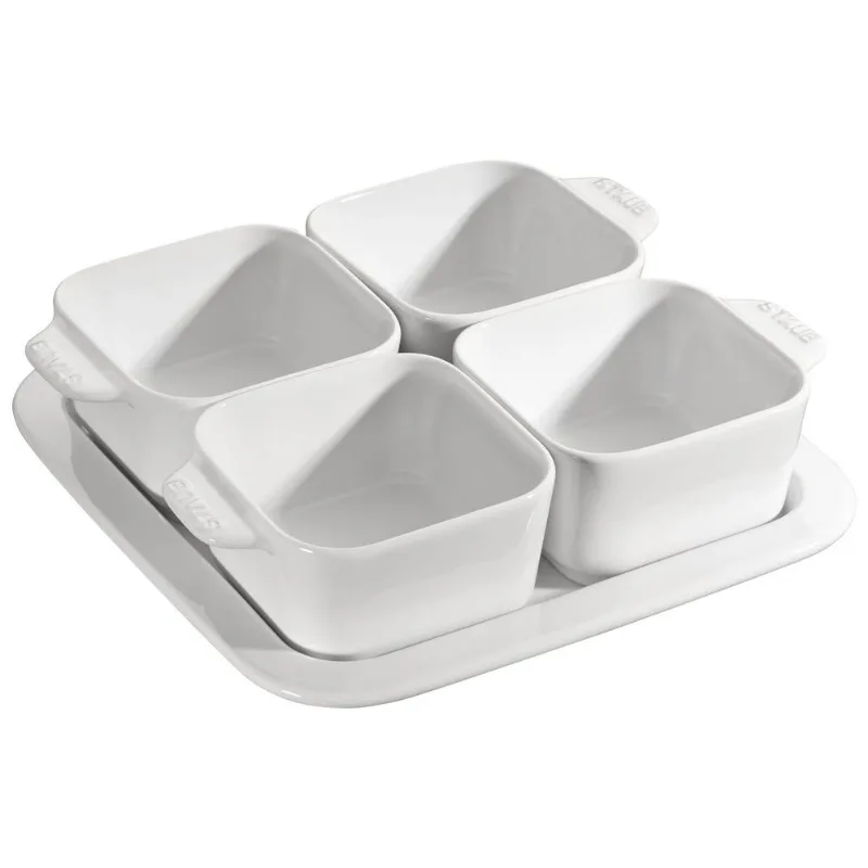 Conjunto para Aperitivos 5 pcs, 19 X 19cm, Branca, Ceramica