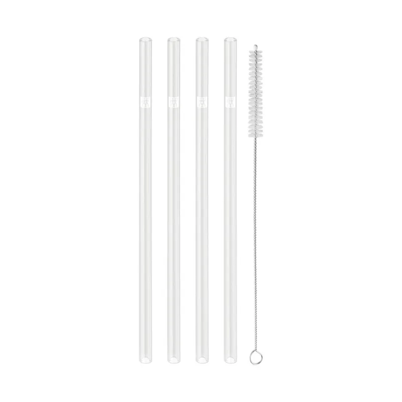 Conjunto Canudos Transparente Reto 4pcs de Vidro