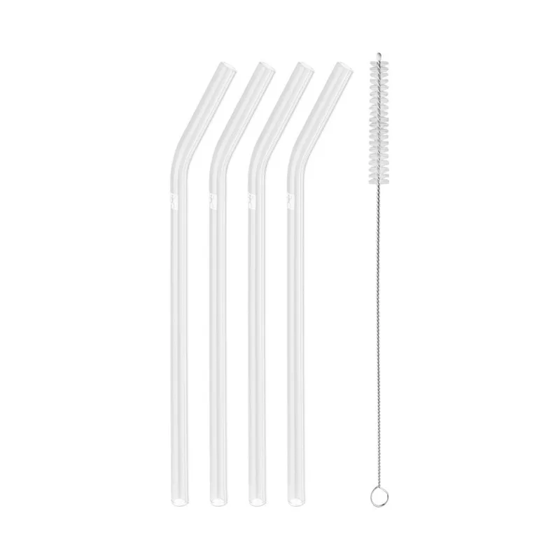 Conjuntos Canudos Transparente Curvo c/4pcs de Vidro Conjunto Canudos Transparente Curvo c/4pcs de Vidro