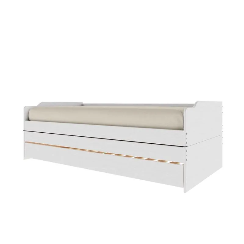 Cama Solteiro Extensível com Cama Auxiliar Flip Branca