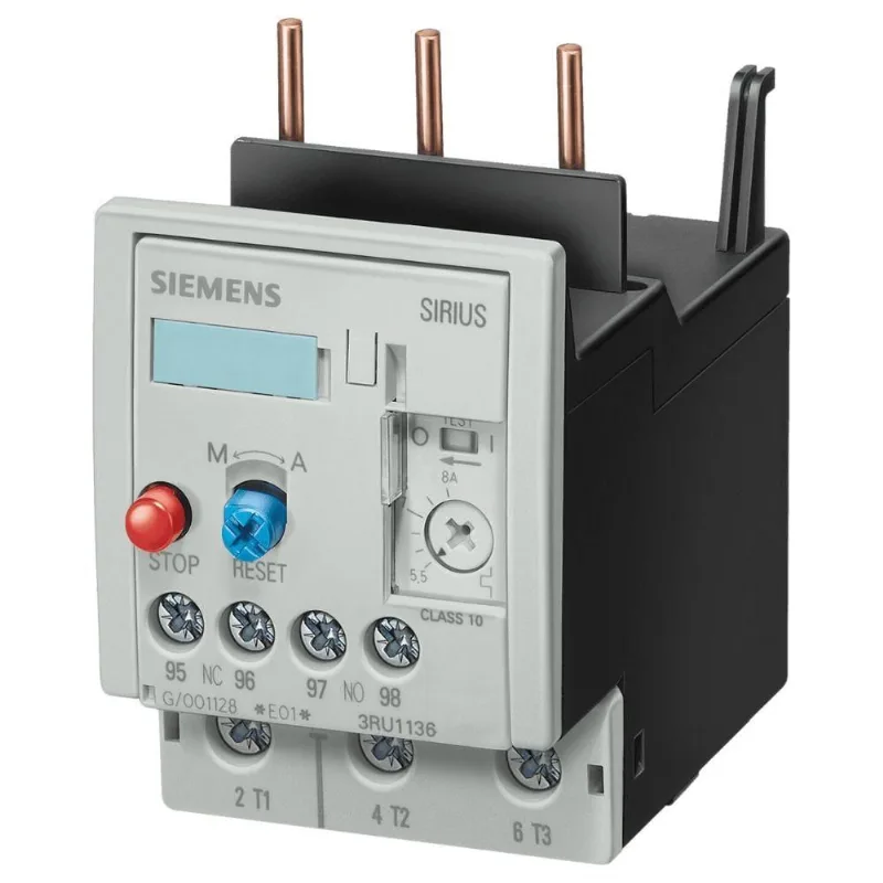 Relé Bimetálico Siemens 3RU1136 Proteção Motor Tamanho S2 Classe 10 Bivolt