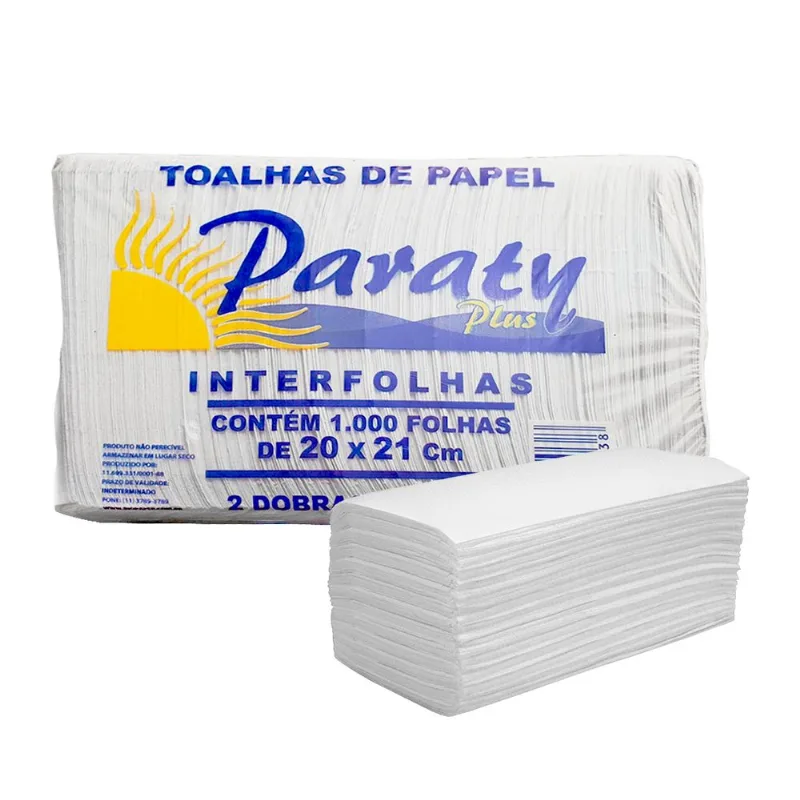 Papel Toalha Interfolhado 20cm x 21cm 1.000 Folhas Paraty Plus Bio Paper
