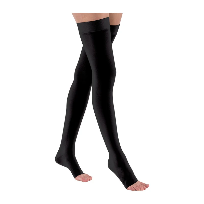 JOBST® Relief Thigh High 15-20 mmHg w/ Silicone Top Band , Open Toe Medium / Petite / Black