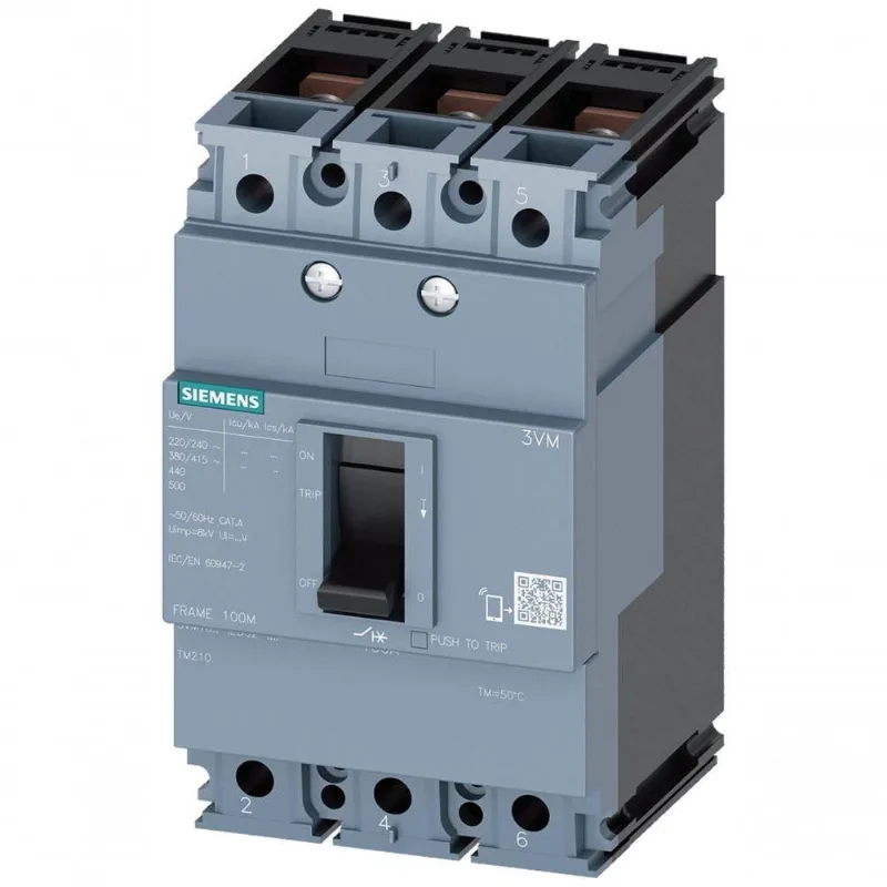 Disjuntor Caixa Moldada 3VM10 Tripolar Proteção LI Disparador Termomagnético Inox Siemens 40A 380VCA