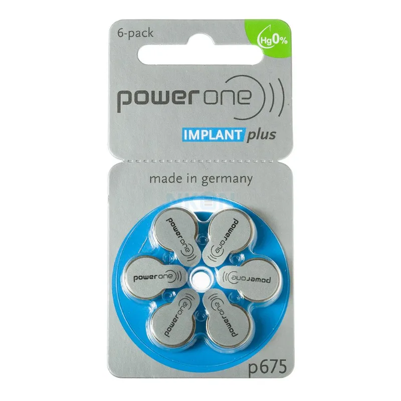 Pilha Auditiva 675 Power One Bateria Pr44 Implant Coclear 6 unidades
