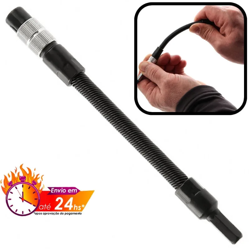 Adaptador Flexivel Magnético Gross Crv 145mm Bits 1/4 Cromo Vanádio Apertar Desapertar Parafusos Porcas Ângulo Oficinas Consrtução Manutenção Montagem