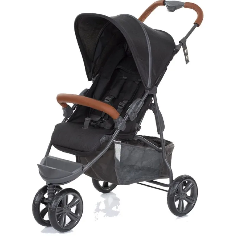 Carrinho de Bebê Moving Light Black com Couro ABC Design