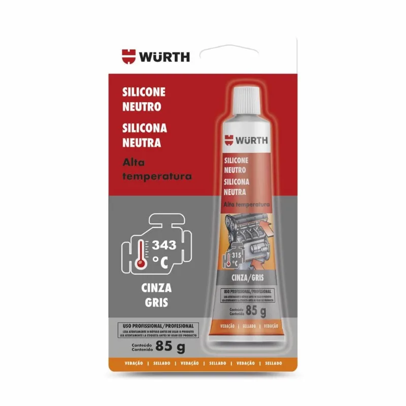Adesivo Cola Silicone Alta Temperatura Pro Cinza Wurth 343ºc