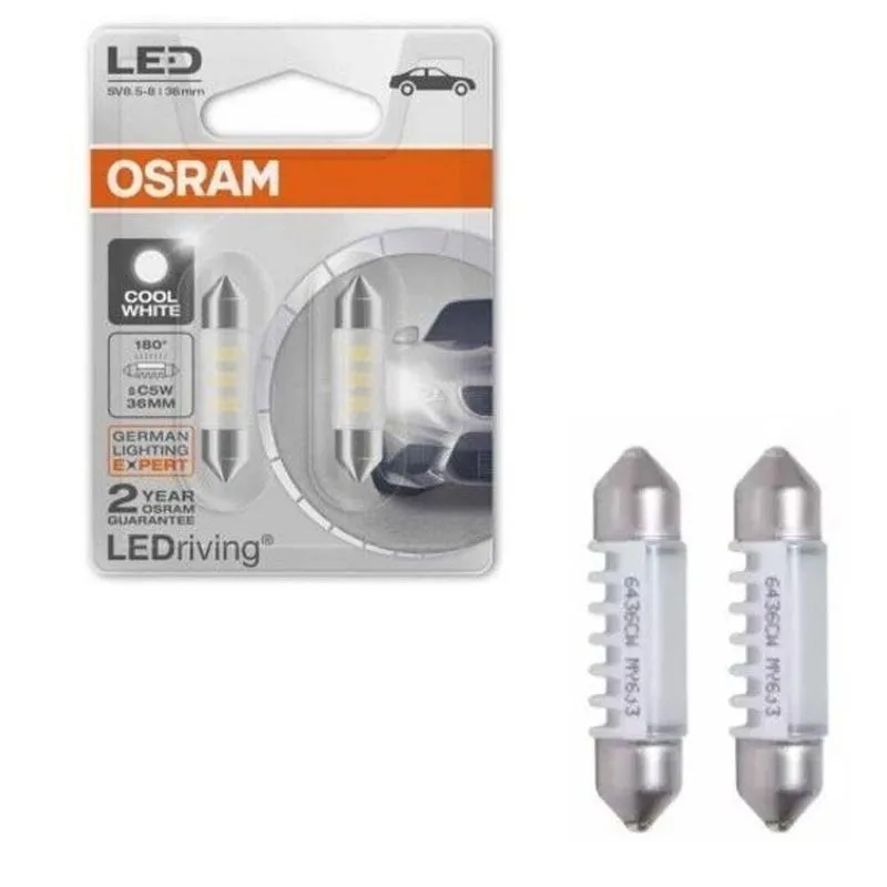 Par Lâmpada Osram Torpedo Led Riving 36 Mm 6000k 12v C5w
