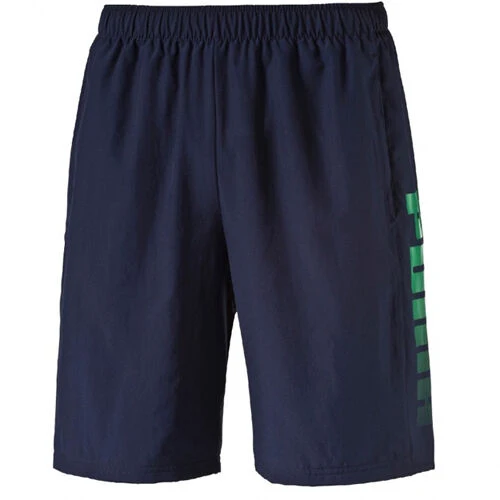 Puma Fun Big Logo Navy Blue Gym Polyester Elasticized Mens Shorts 836575 06 A87A M
