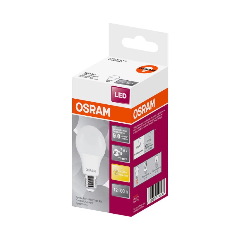 Lámpara led Osram 7w 220v e27 g4 cálida