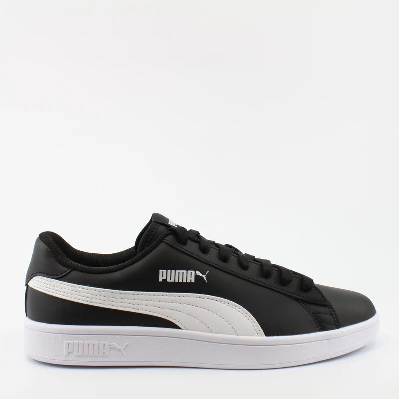 Puma Smash V2 Black Leather Mens Lace Up Trainers 365215 04 12