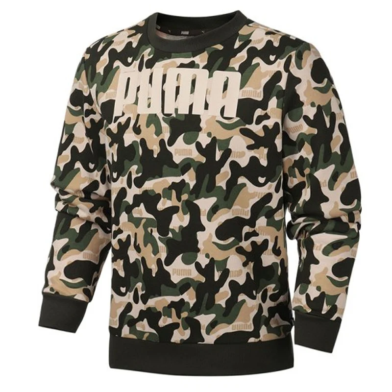 Puma Rebel Camo Crew Sweatshirt Graphic Logo Jumper Khaki 582776 80 L