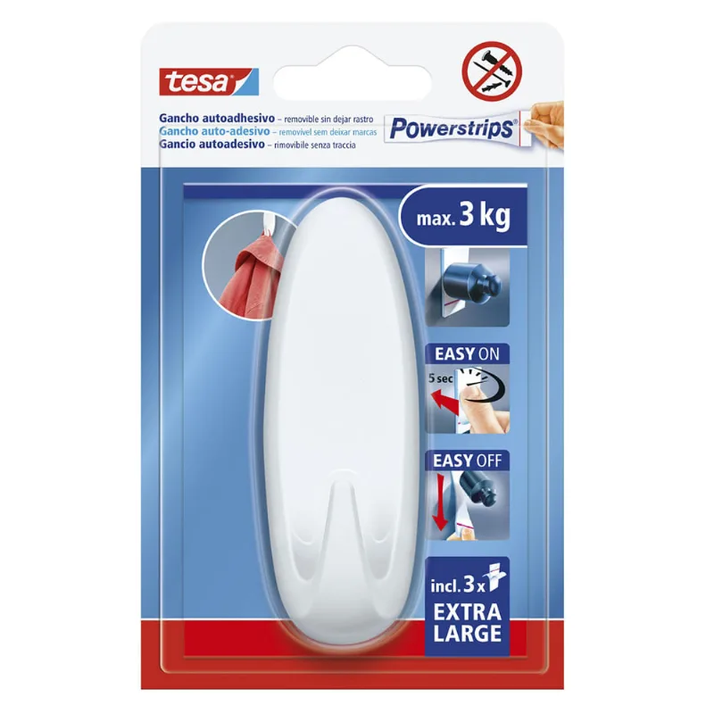 Gancho Powerstrip XL ovalado blanco Tesa