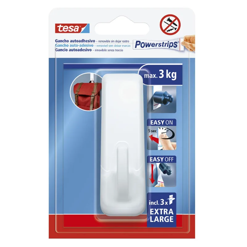 Gancho Powerstrip XL rectangular blanco Tesa