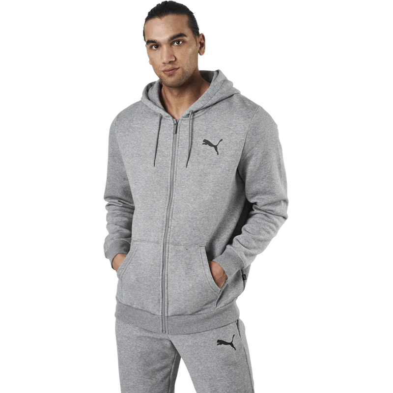 Essential Small Logo Fz Hoodie Fl Grey L