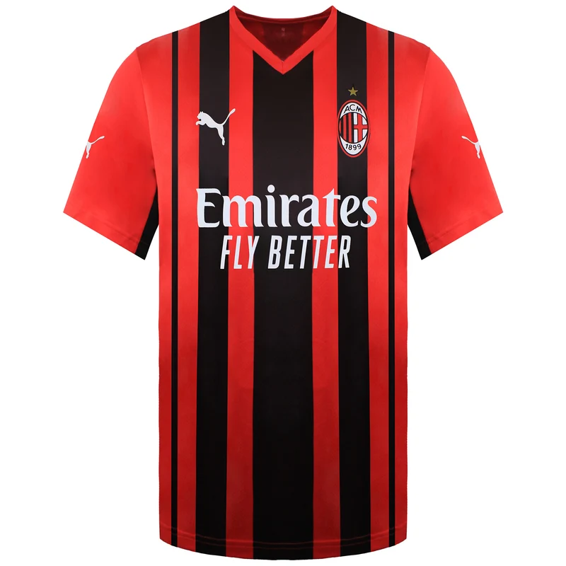 Puma AC Milan Home Replica 2021/22 Mens Black/Red Football Shirt M