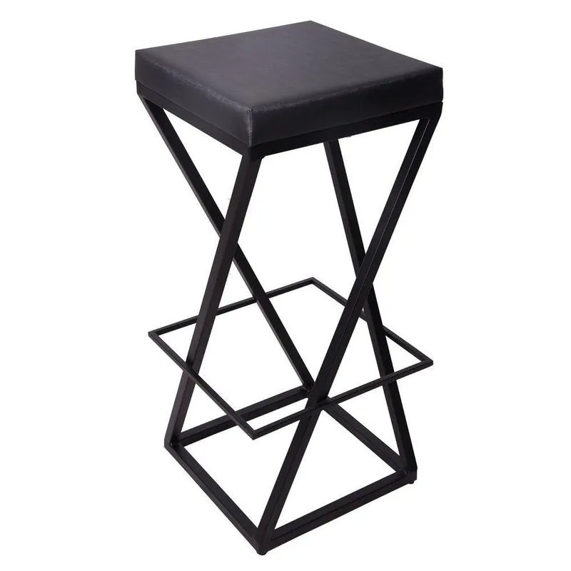 Banqueta Zênite - Preto - Assento Estofado Preto - 65cm