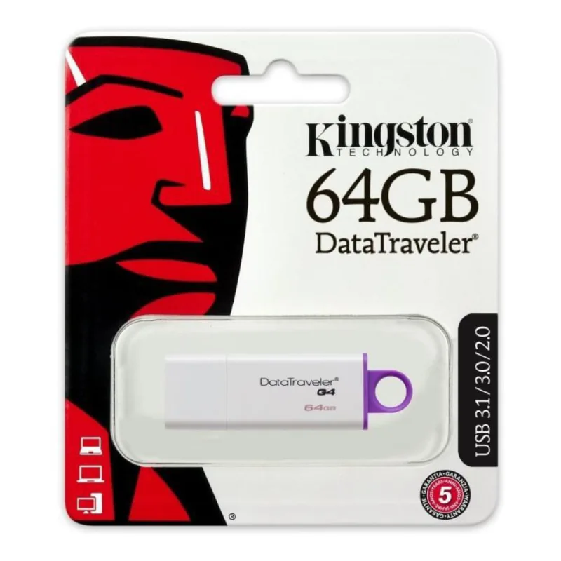 Pen Drive De 64Gb Kingston Datatraveler G4 Dtig4/8Gb Branco